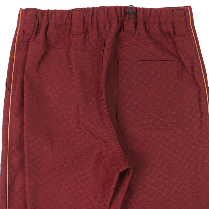 未使用品△GUCCI グッチ 20SS 614939 コットン GGジャガード 裾レイヤードデザインパンツ ランウェイ着用 ボルドー 46 イタリア製 正規品