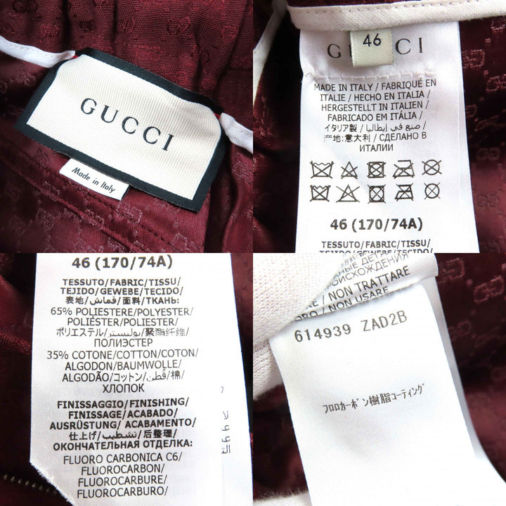 未使用品△GUCCI グッチ 20SS 614939 コットン GGジャガード 裾レイヤードデザインパンツ ランウェイ着用 ボルドー 46 イタリア製 正規品