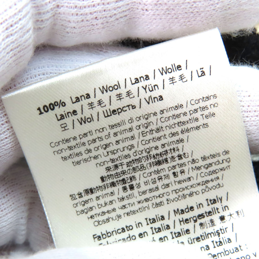 極美品△FENDI フェンディ FZZ489 ウール100％ FFモチーフ 総柄 クルーネック 長袖 ニット セーター アイボリー ブラック 54 伊製 正規品