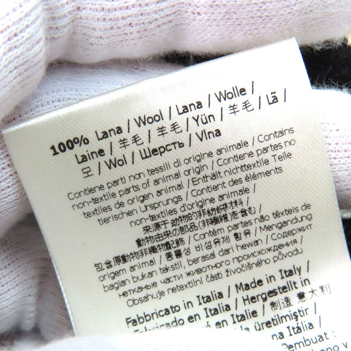 極美品△FENDI フェンディ FZZ489 ウール100％ FFモチーフ 総柄 クルーネック 長袖 ニット セーター アイボリー ブラック 54 伊製 正規品