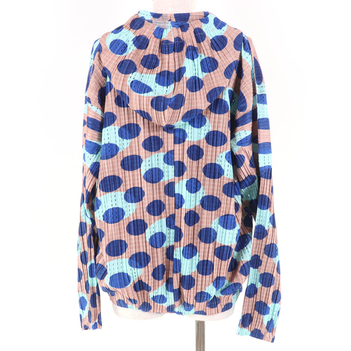極美品☆PLEATS PLEASE プリーツプリーズ イッセイミヤケ PP31-JC661 ドット柄 ZIP UP フード付 パーカー マルチ 4 正規品 レディース