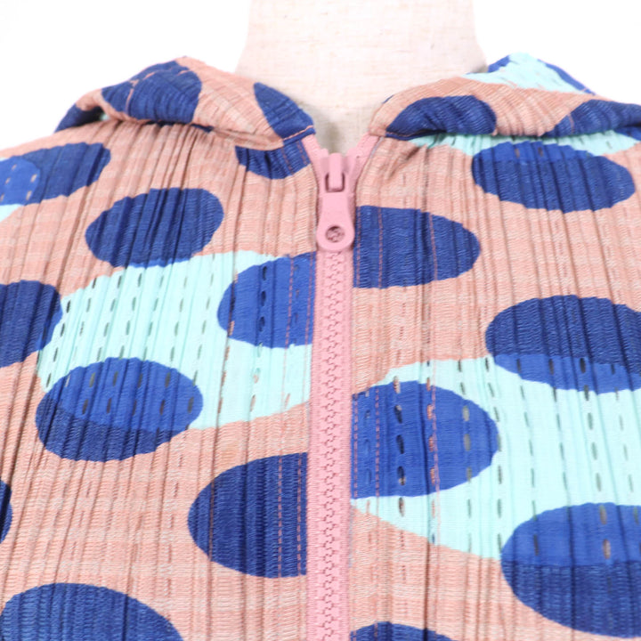 極美品☆PLEATS PLEASE プリーツプリーズ イッセイミヤケ PP31-JC661 ドット柄 ZIP UP フード付 パーカー マルチ 4 正規品 レディース