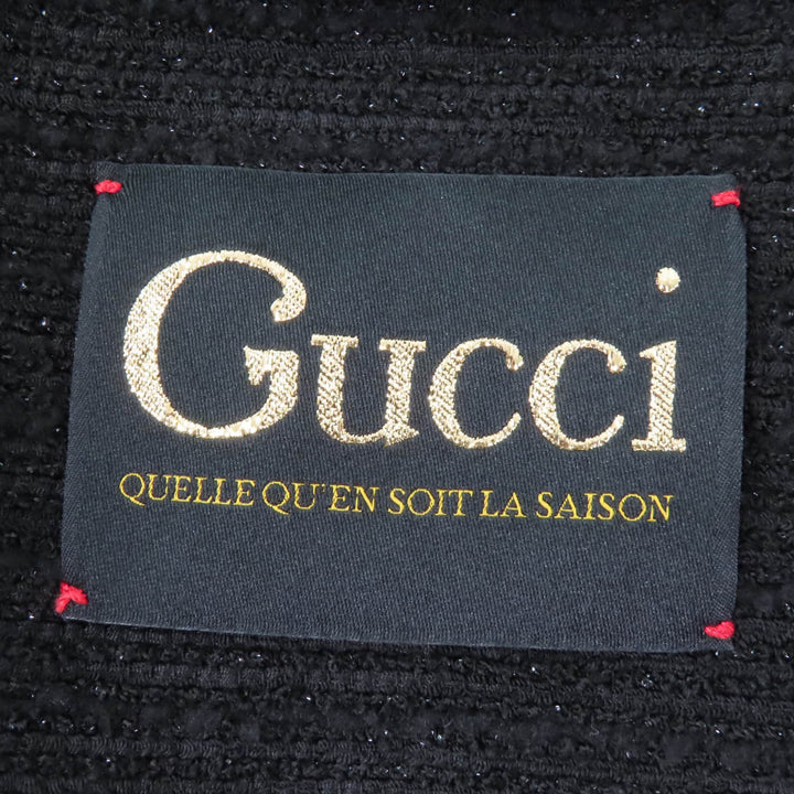 極美品☆GUCCI グッチ 643287 ウール デザインボタン ダブルブレスト ツイード ジャケット ブラック 40 イタリア製 正規品 レディース
