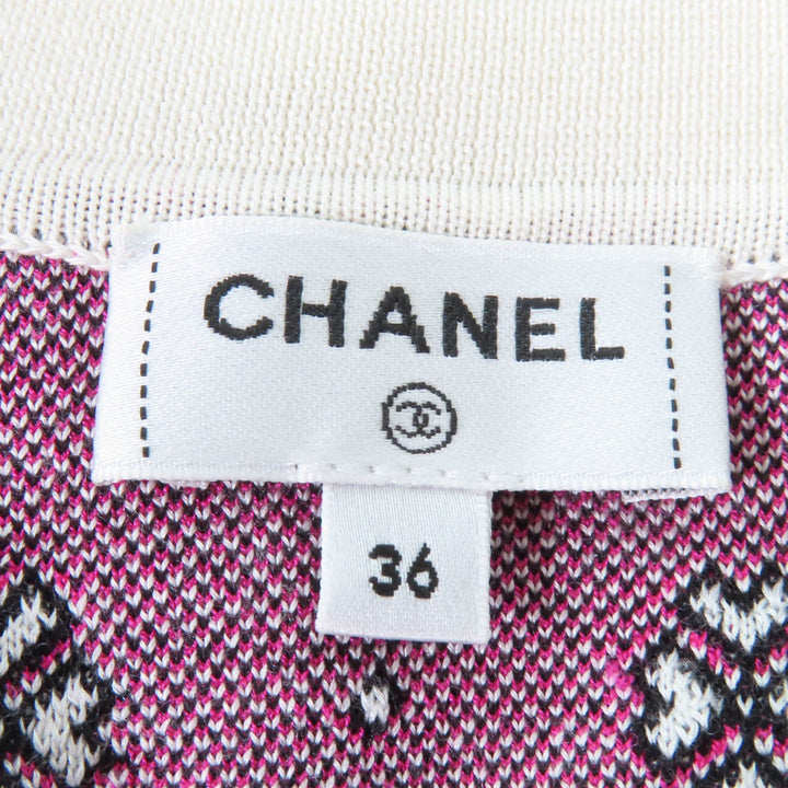 極美品☆CHANEL シャネル 23SS P74276K10699 シルク コットン ココマーク ハーフZIP ニット アイボリー ピンク 36 正規品 レディース