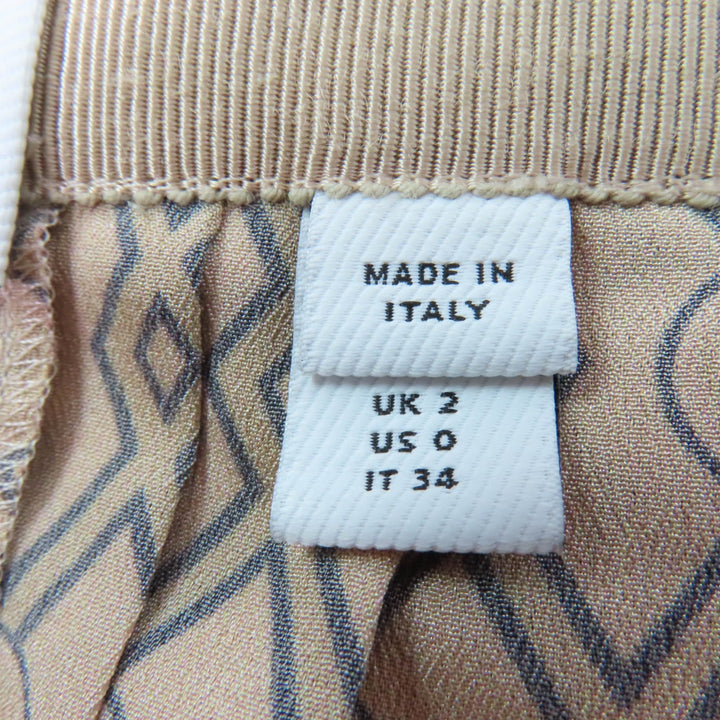 極美品☆BURBERRY バーバリー 8016899 膝丈 グラフィックプリント プリーツスカート ベージュ 34 イタリア製 正規品 レディース
