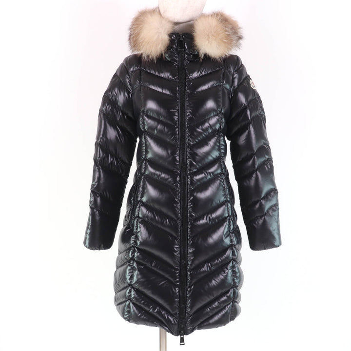 美品☆MONCLER モンクレール FULMAR ファルマ フォックスファー・ロゴワッペン・フード付 ダウンコート ブラック 0 正規品 レディース