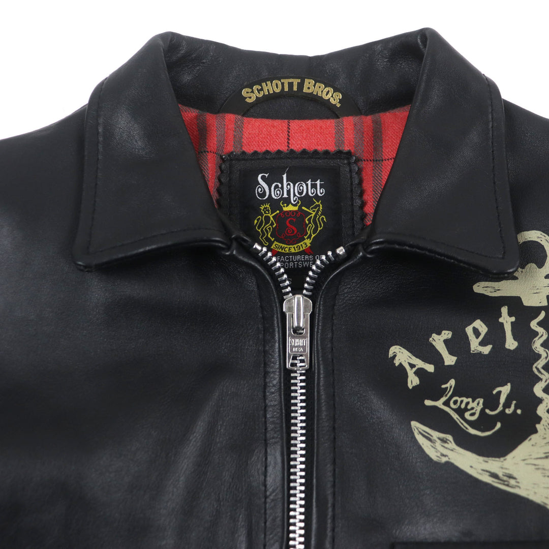 美品▼schott ショット 3141022 LONG ISLAND ロングアイランド レザー ジップアップ シングル ライダースジャケット S 正規品 メンズ