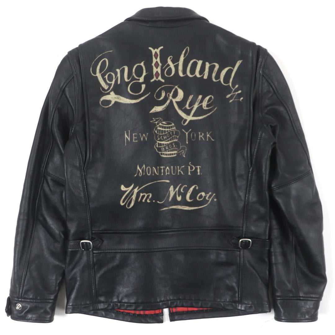 美品▼schott ショット 3141022 LONG ISLAND ロングアイランド レザー ジップアップ シングル ライダースジャケット S 正規品 メンズ