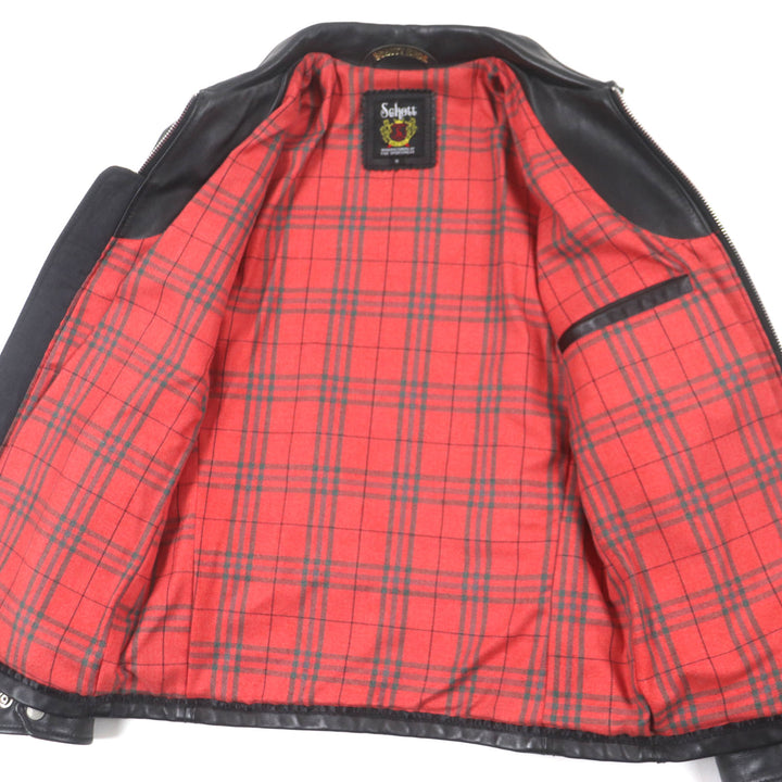 美品▼schott ショット 3141022 LONG ISLAND ロングアイランド レザー ジップアップ シングル ライダースジャケット S 正規品 メンズ