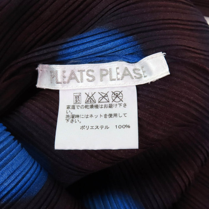 極美品★PLEATS PLEASE プリーツプリーズ イッセイミヤケ PP31-FT363 ドット柄 ハイネック 長袖 プリーツ カットソー ブラウン ブルー 3