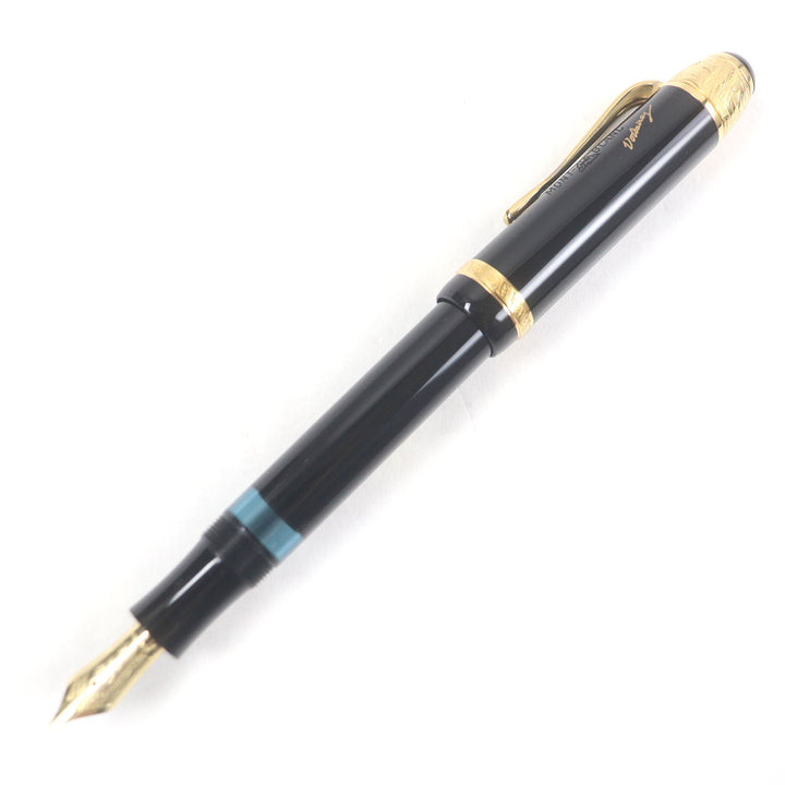 極美品□MONTBLANC モンブラン マイスターシュテュック 作家シリーズ1995 ボルテール 18K Mニブ キャップ式 13164/20000 万年筆 ブラック