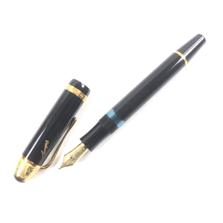 極美品□MONTBLANC モンブラン マイスターシュテュック 作家シリーズ1995 ボルテール 18K Mニブ キャップ式 13164/20000 万年筆 ブラック