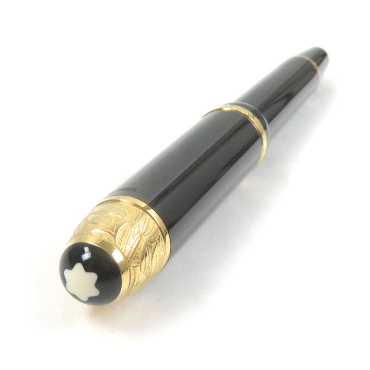 極美品□MONTBLANC モンブラン マイスターシュテュック 作家シリーズ1995 ボルテール 18K Mニブ キャップ式 13164/20000 万年筆 ブラック