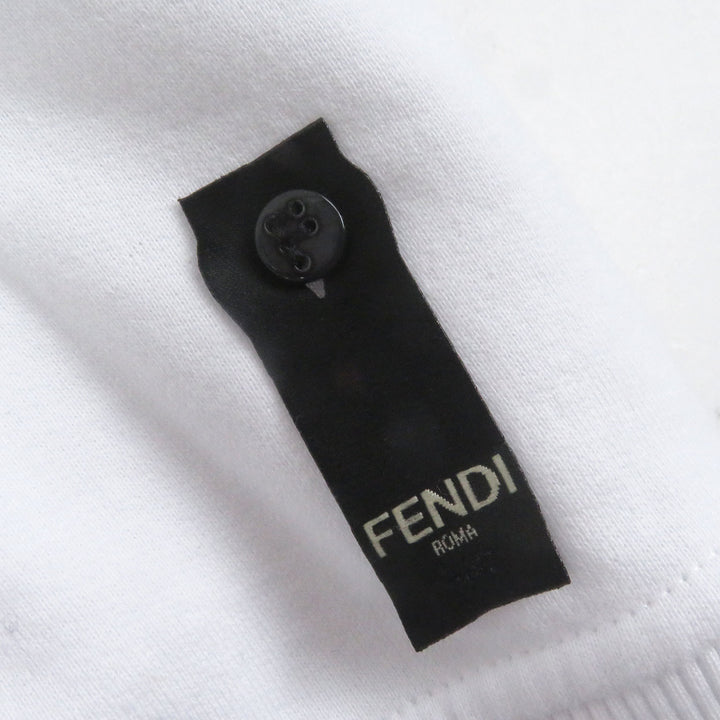 極美品□FENDI フェンディ FY1079 コットン100% ロゴエンボス 長袖 トレーナー スウェットシャツ ホワイト XL イタリア製 正規品 メンズ