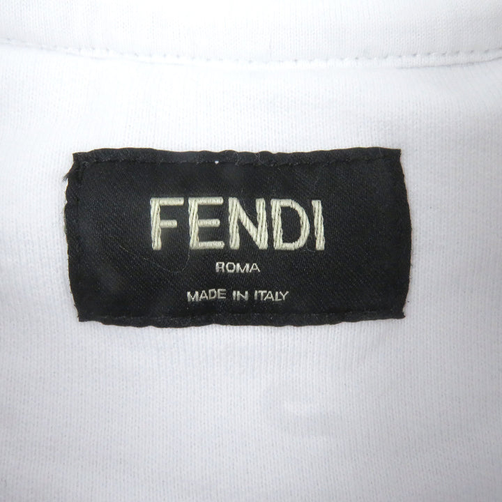 極美品□FENDI フェンディ FY1079 コットン100% ロゴエンボス 長袖 トレーナー スウェットシャツ ホワイト XL イタリア製 正規品 メンズ