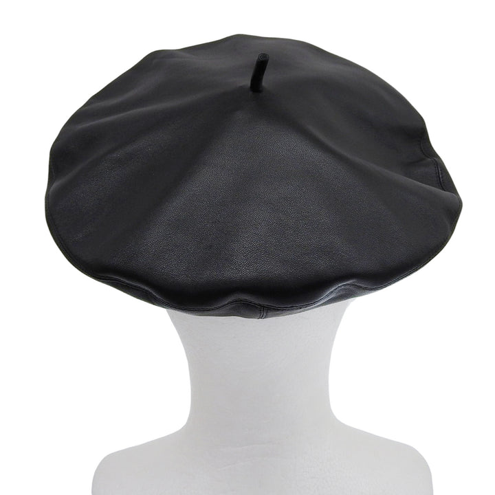 美品▲Christian Dior クリスチャンディオール 05DPA918G700 ラムレザー 裏地シルク100％ キャスケット ブラック 58 フランス製 正規品