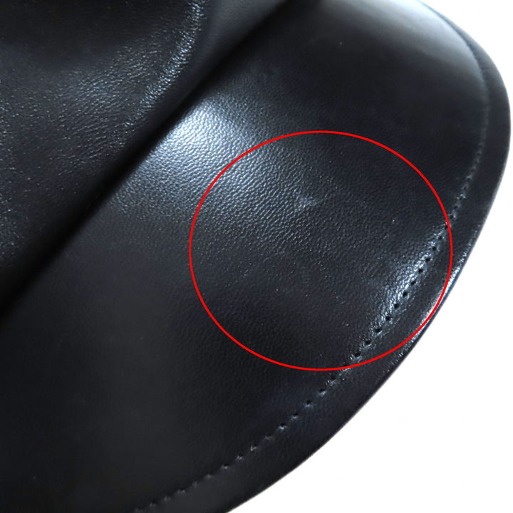 美品▲Christian Dior クリスチャンディオール 05DPA918G700 ラムレザー 裏地シルク100％ キャスケット ブラック 58 フランス製 正規品
