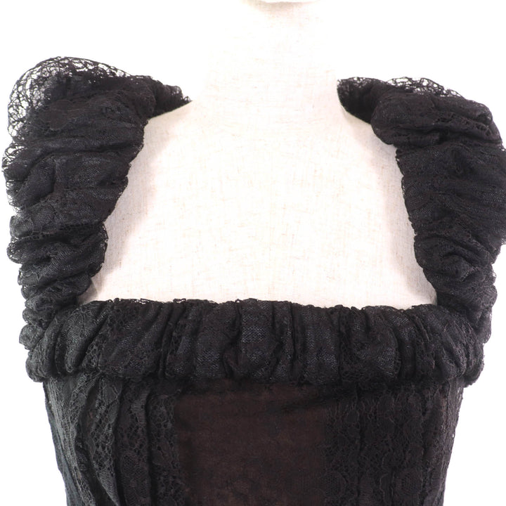 極美品★CHANEL シャネル 09C P34753 Little Black Dress ラインストーン付ココマークZIP 総レース ノースリーブ ワンピース ブラック 38