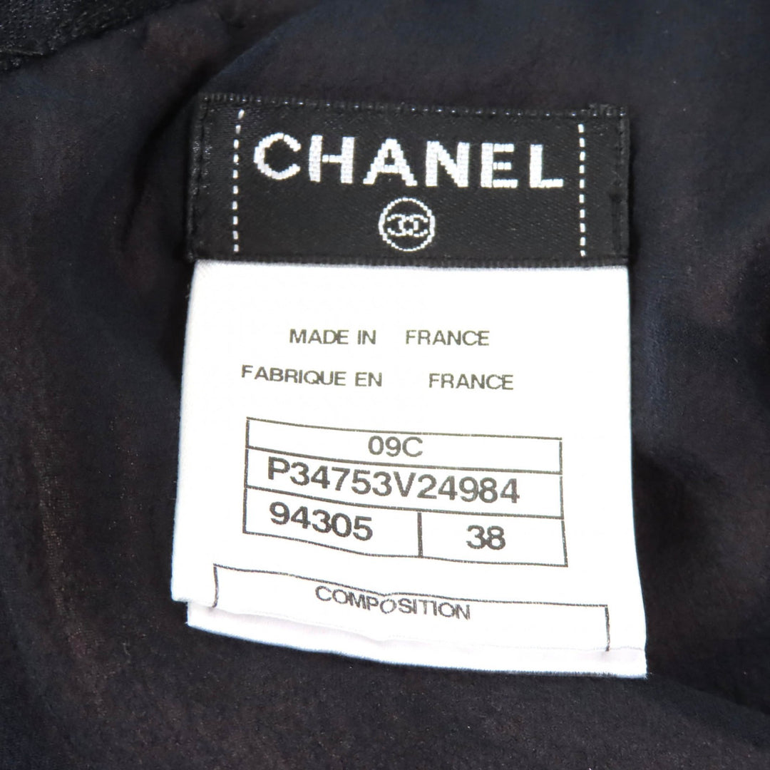 極美品★CHANEL シャネル 09C P34753 Little Black Dress ラインストーン付ココマークZIP 総レース ノースリーブ ワンピース ブラック 38