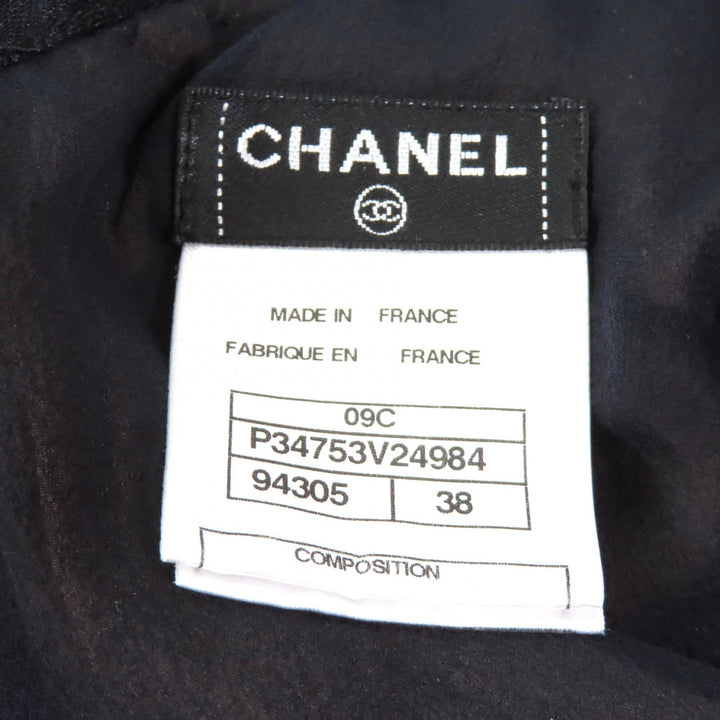 極美品★CHANEL シャネル 09C P34753 Little Black Dress ラインストーン付ココマークZIP 総レース ノースリーブ ワンピース ブラック 38
