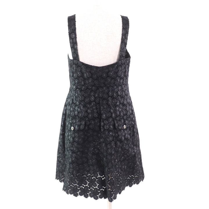 極美品★CHANEL シャネル 08A P33424 Little Black Dress 王冠ココボタン付 ココマーク刺繍 キャミワンピース ブラック 42 イタリア製