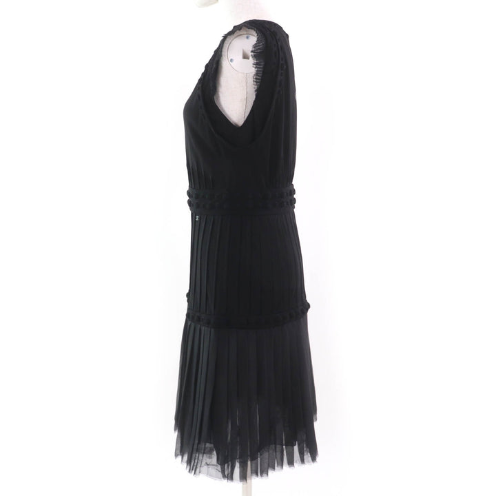 極美品☆CHANEL シャネル ヴィンテージ 07A P31259W03945 Little Black Dress リトルブラック シルク使い ココマーク ワンピース 黒　40