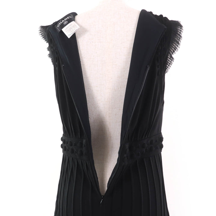 極美品☆CHANEL シャネル ヴィンテージ 07A P31259W03945 Little Black Dress リトルブラック シルク使い ココマーク ワンピース 黒　40