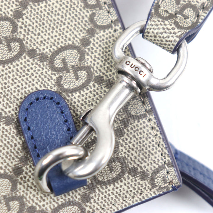 未使用品▼GUCCI グッチ 768255 GGスプリーム バイカラー レザー使い スモールポーチ クラッチ セカンドバッグ 箱・保存袋付き メンズ