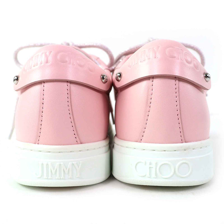 未使用品△JIMMY CHOO ジミーチュウ ANTIBES/F アンティーブ ロゴ パール レースアップ レザー ローカットスニーカー パウダーピンク 39