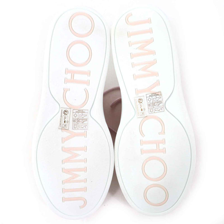 未使用品△JIMMY CHOO ジミーチュウ ANTIBES/F アンティーブ ロゴ パール レースアップ レザー ローカットスニーカー パウダーピンク 39
