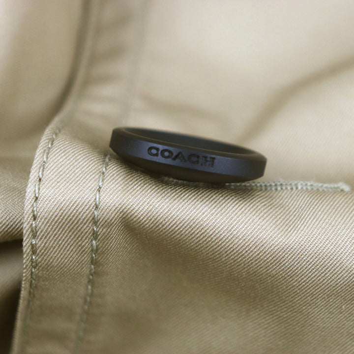極美品▼COACH コーチ F33778 コットン ロゴ入りボタン ラムレザー使い トレンチコート キャメル XS 正規品 メンズ ビジネスオスス◎