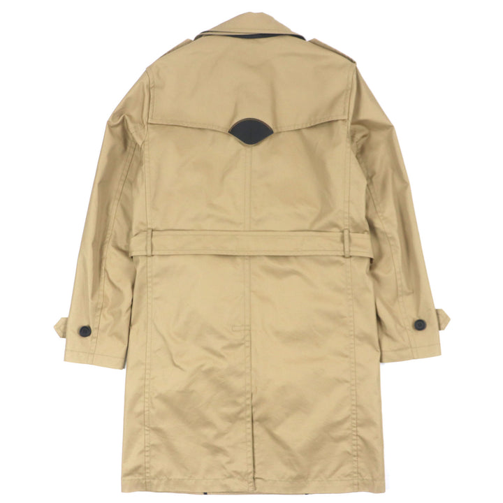 極美品▼COACH コーチ F33778 コットン ロゴ入りボタン ラムレザー使い トレンチコート キャメル XS 正規品 メンズ ビジネスオスス◎
