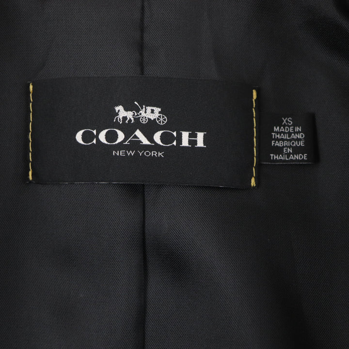 極美品▼COACH コーチ F33778 コットン ロゴ入りボタン ラムレザー使い トレンチコート キャメル XS 正規品 メンズ ビジネスオスス◎