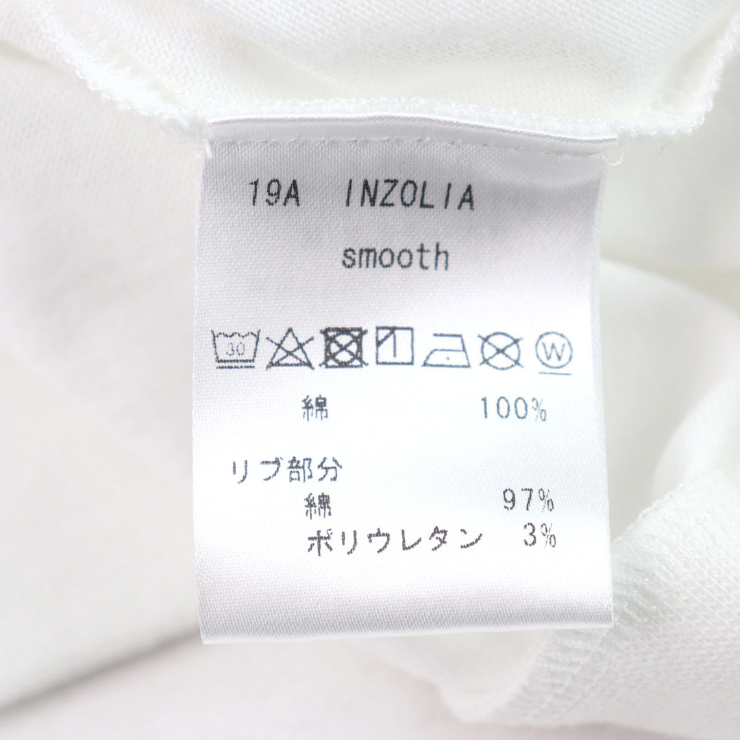 未使用品○ANTICIPO アンティーチポ INZOLIA インツォリア ロゴタグ付き スムースコットン Vネック リブ切替 半袖Ｔシャツ 白 44 正規品