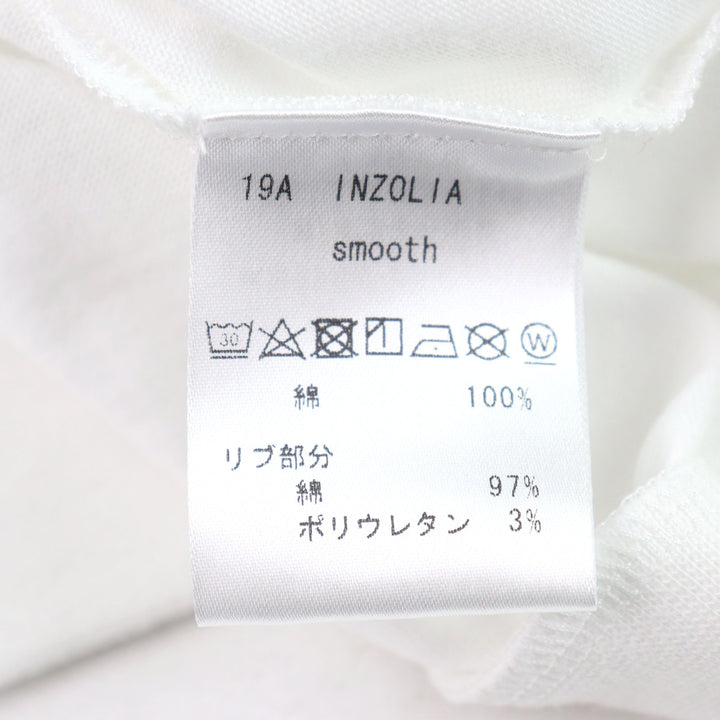未使用品○ANTICIPO アンティーチポ INZOLIA インツォリア ロゴタグ付き スムースコットン Vネック リブ切替 半袖Ｔシャツ 白 44 正規品