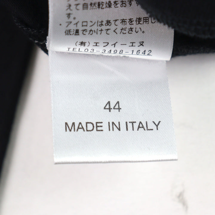 未使用品○ANTICIPO アンティーチポ INZOLIA インツォリア ロゴタグ付き スムースコットン Vネック リブ切替 半袖Ｔシャツ 黒 44 正規品