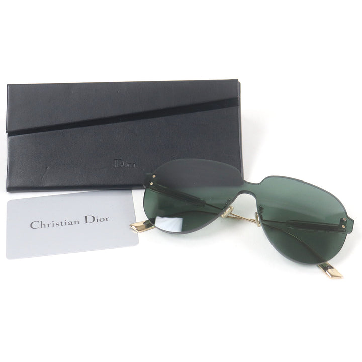 極美品□Christian Dior クリスチャンディオール Dior Color Quake3 アイウェア サングラス ゴールド グリーン イタリア製 レディース