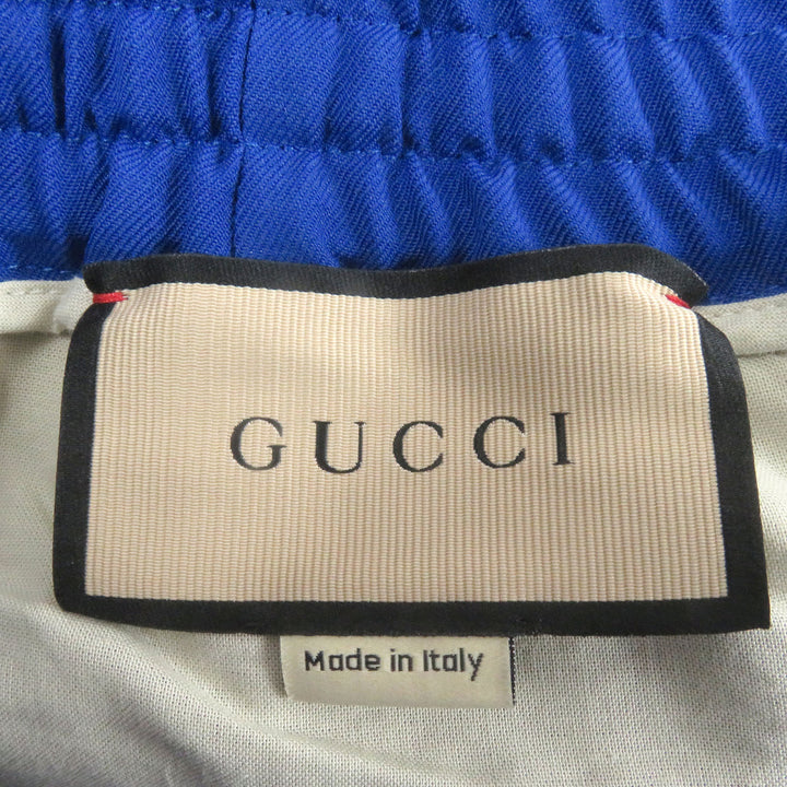 極美品□GUCCI グッチ 742766 ウール モヘア インターロッキングG トラックパンツ ブルー 44 ハンガー付き イタリア製 正規品 メンズ
