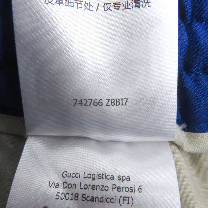 極美品□GUCCI グッチ 742766 ウール モヘア インターロッキングG トラックパンツ ブルー 44 ハンガー付き イタリア製 正規品 メンズ