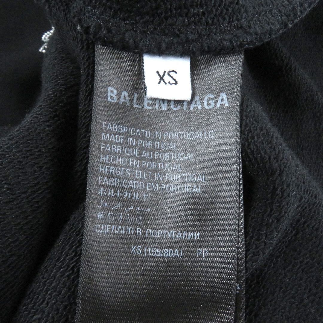 美品□BALENCIAGA バレンシアガ 22AW 578135 コットン100％ BBロゴ ラインストーン プルオーバー パーカー ブラック XS 正規品 メンズ