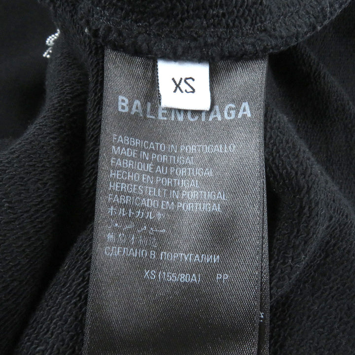 美品□BALENCIAGA バレンシアガ 22AW 578135 コットン100％ BBロゴ ラインストーン プルオーバー パーカー ブラック XS 正規品 メンズ
