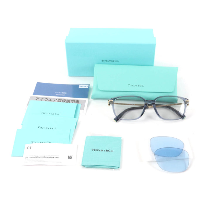 極美品★TIFFANY&amp;Co. ティファニー TF2253 Tモチーフ サングラス クリアグレー ゴールド金具 54□17 145 箱・ケース付 イタリア製