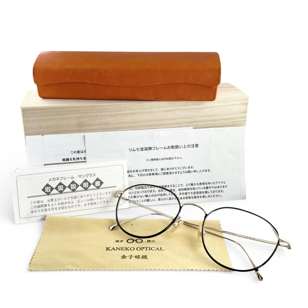 極美品▲KANEKO OPTICAL 金子眼鏡 ヴィンテージ KV-134 クラウンパント型 メガネ 眼鏡 アイウェア ブラック 55□22 153 レディース