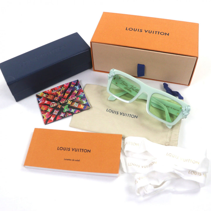 美品▼LOUIS VUITTON ルイヴィトン Z1328E モンゴメリー サングラス パステルグリーン 53□20 145 箱・保存袋・ケース付き 伊製 メンズ