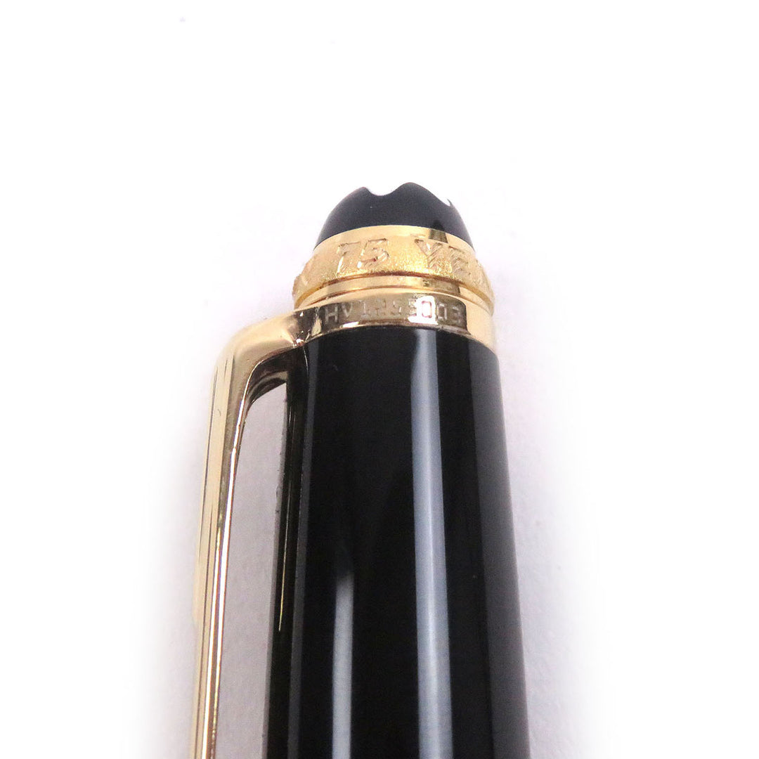 極美品□MONTBLANC モンブラン マイスターシュテュック 75周年記念品 1Pダイヤ キャップ式 ボールペン ブラック ゴールド ドイツ製