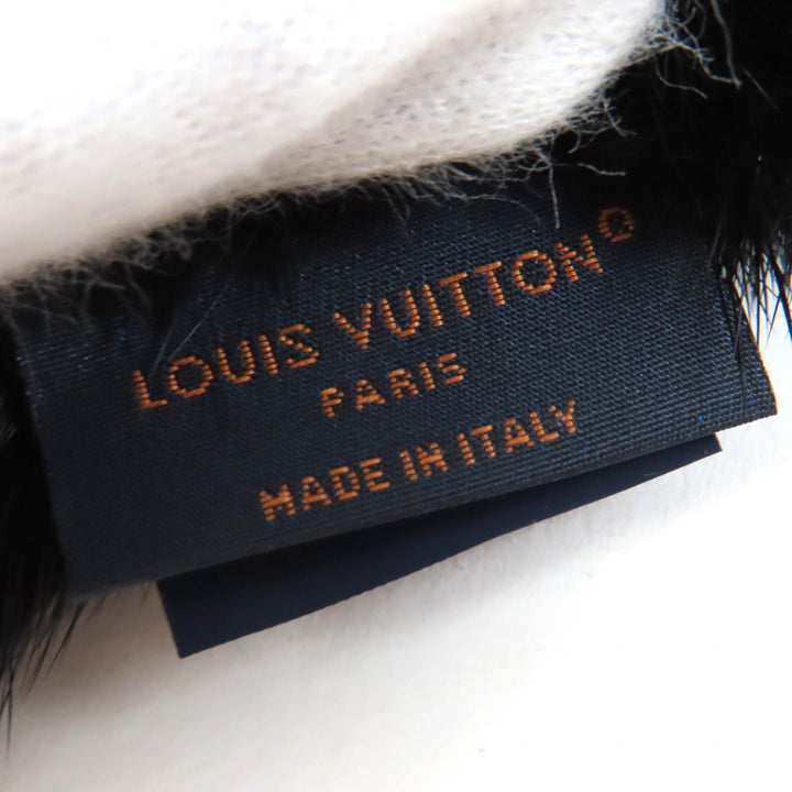 美品☆LOUIS VUITTON ルイヴィトン 2022年製 M77961 マフラーLVアヘッド LVロゴ ミンクファー ショール ティペット マフラー ブラック