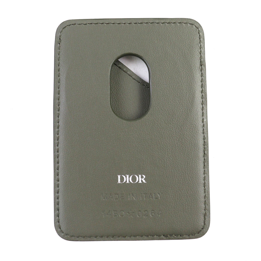 極美品△DIOR ディオール 2ADCH168FLG SADDLE サドル ロゴ マグネット グラビティレザー カードホルダー カードケース カーキ 袋付 伊製