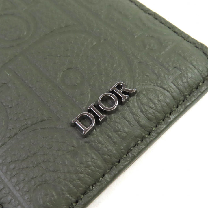 極美品△DIOR ディオール 2ADCH168FLG SADDLE サドル ロゴ マグネット グラビティレザー カードホルダー カードケース カーキ 袋付 伊製