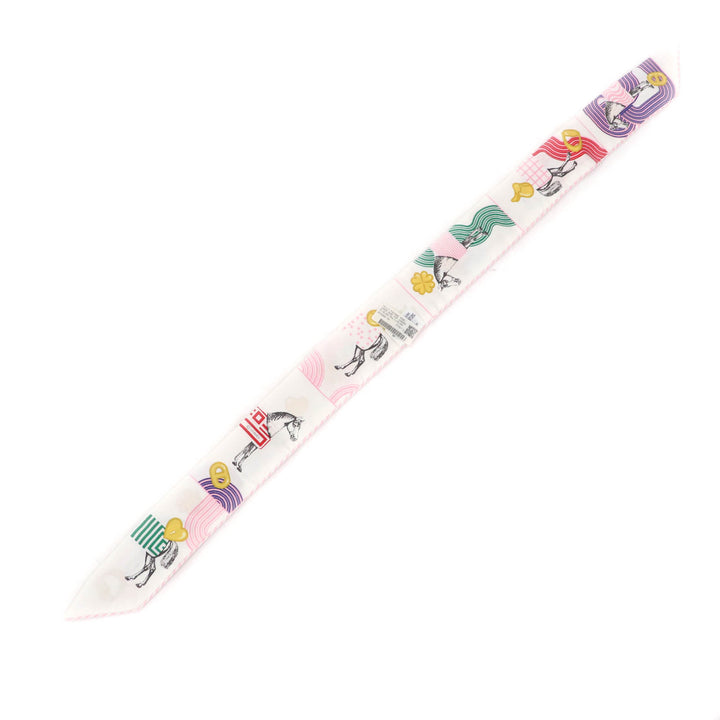 未使用品★HERMES エルメス Garde Robe Pop ガルド ローブ ポップ シルク100％ BLANC/MULTI COLORE ツイリー スカーフ 仏製 レディース
