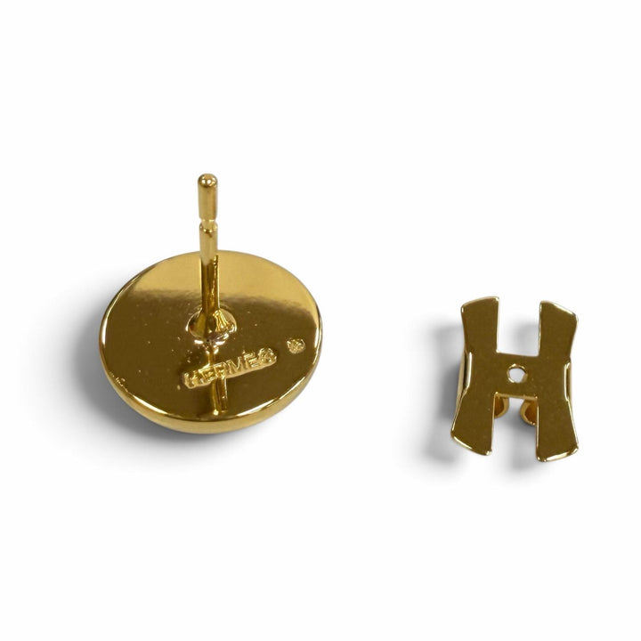 極美品★HERMES エルメス エクリプス Hポスト 直径1cm ピアス アクセサリー ピンク ゴールド レディース 箱付き